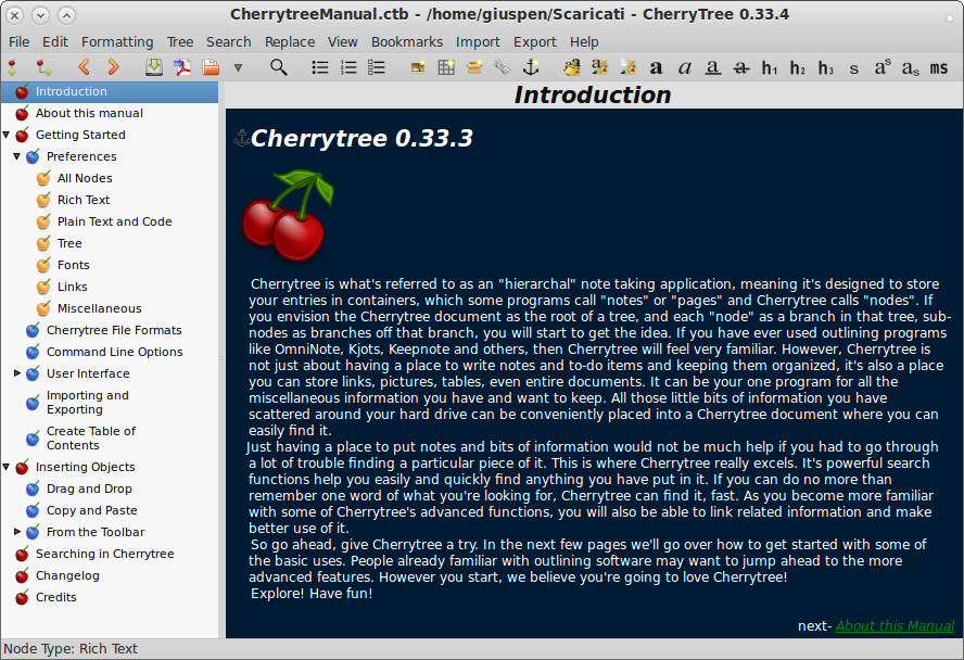CherryTree v0.36.1 綠色版圖1