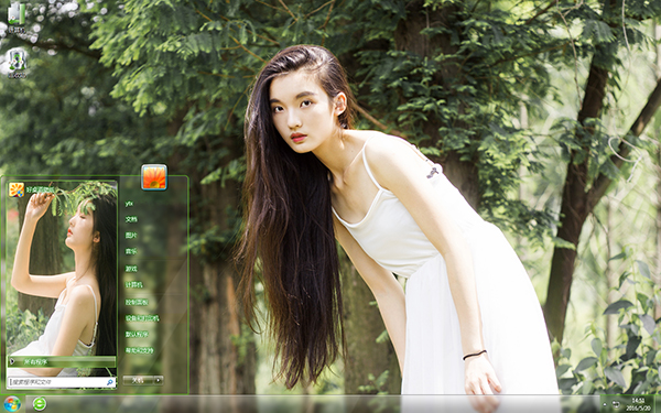 白裙美女電腦主題