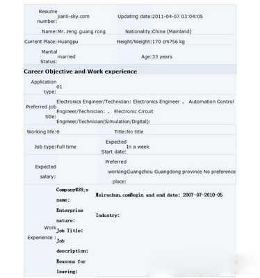 個人簡歷英文版模板合集