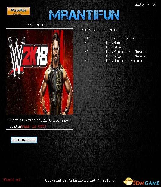 WWE2K18五項修改器下載 