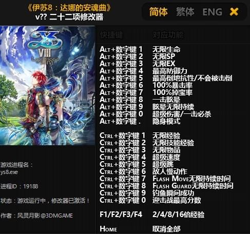 伊蘇8二十二項修改器下載 免費版圖1