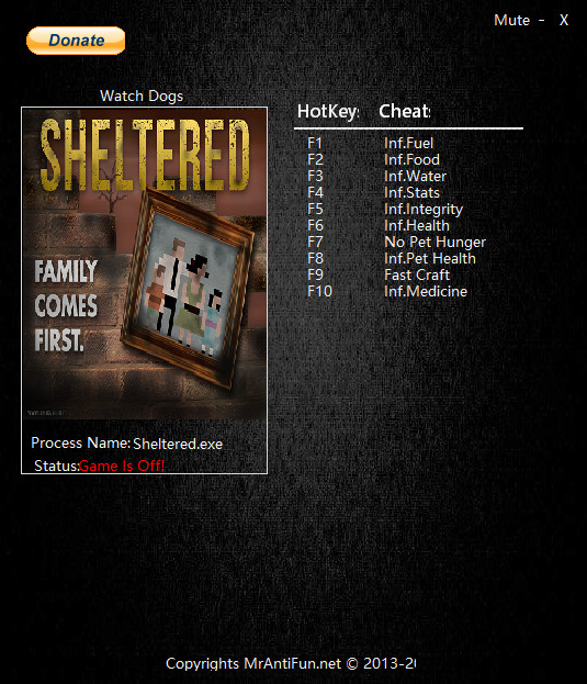 庇護(hù)所十項(xiàng)修改器