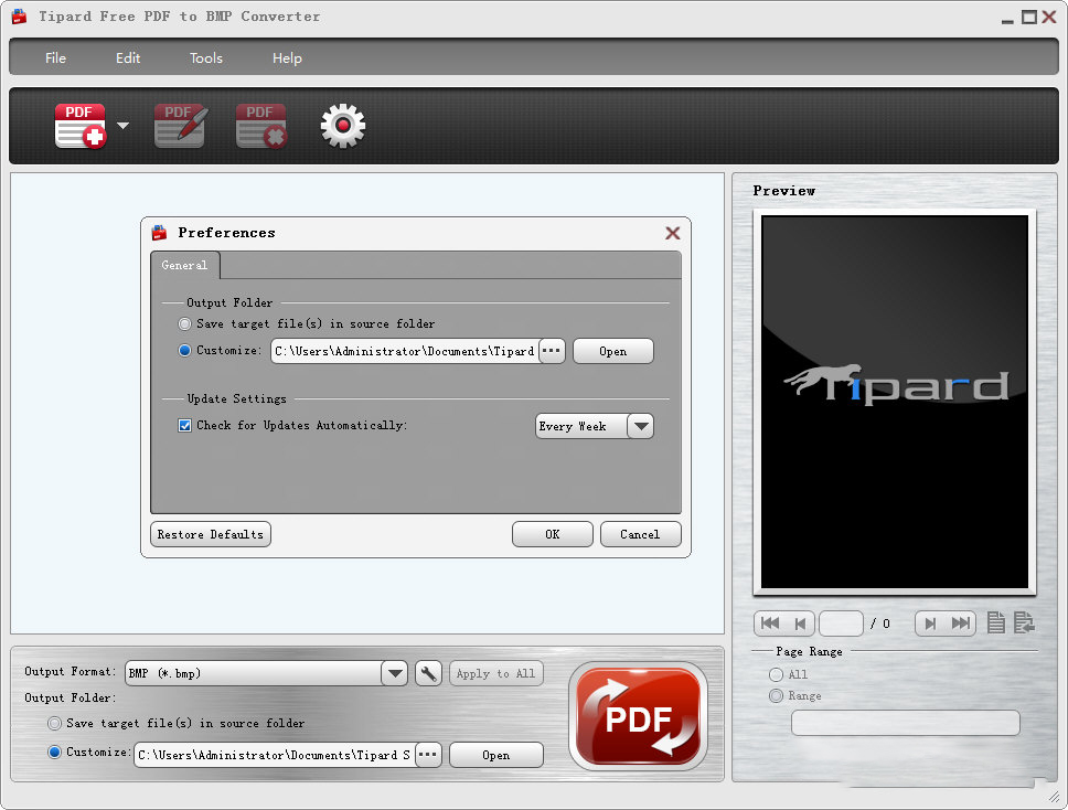 Tipard Free PDF to BMP Converter