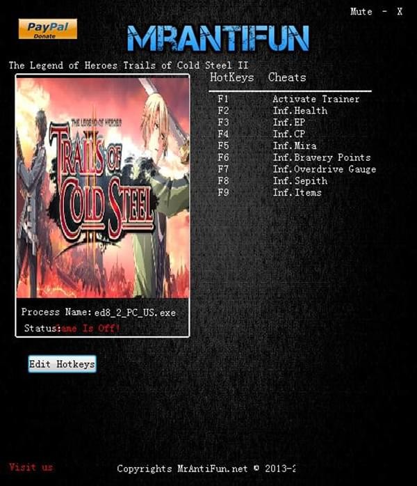 英雄傳說閃之軌跡2八項修改器