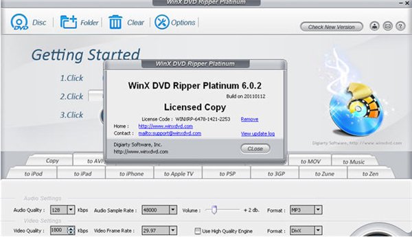 DVD轉(zhuǎn)換器(WinX DVD Ripper Platinum) v8.8 白金注冊版圖1